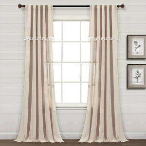 Set of 2 (84"x52") Ivy Tassel Faux Linen Light Filtering Window Curtain Panels - Lush Décor - 1 of 4