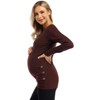 Coolmee Maternity Shirt Long Sleeve Basic Top Ruch Sides Bodycon Tshirt for Pregnant Women with Button - 3 of 4