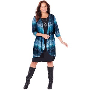 Catherines Women's Plus Size Chevron Shadow Jacket Dress - 1 of 4