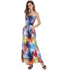 Women Strapless Floral Print Bohemian Boho Maxi Dress Casual Off Shoulder Beach Party Dress with Pockets - 2 of 4