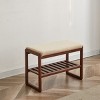 23" Shoe Storage Bench with Cushioned Seating, Solid Wood Bench with Storage Rack Organizer for Small Spaces-Baofuwish - 2 of 4