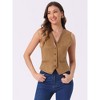 Allegra K Women's V Neck Faux Suede Button Down Side Pockets Sleeveless Vest - 4 of 4