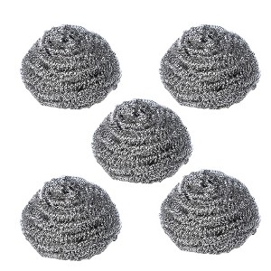Unique Bargains Stainless Steel Kitchen Anti-Rust Scrubber 3" x 1.5" Silver Tone 5 Pcs - 1 of 4