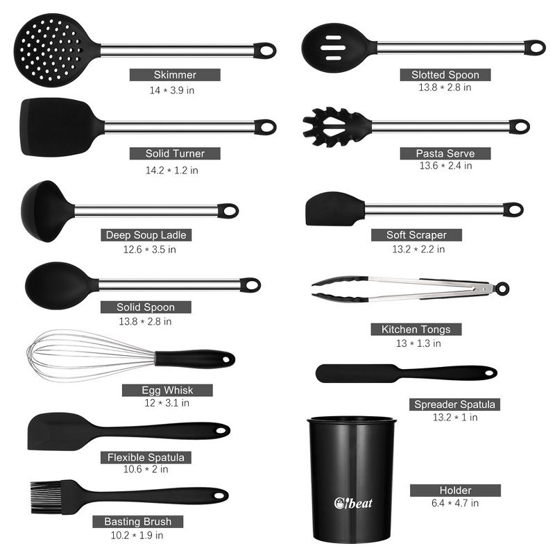 WhizMax Silicone Cooking Utensil Set, Silicone Cooking Kitchen Utensils Set, 5 of 10