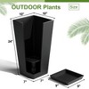 TUYOHW Set of 2 Tall Planters for Plants, 24" Tapered Tall Planters with Tray for Porch, Patio, Backyard, Large Planters for Outdoor Indoor Plants - 2 of 4