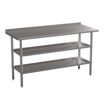 Emma and Oliver NSF Certified Stainless Steel 18 Gauge Work Table with 1.5" Backsplash and Undershelves