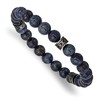 Chisel Stainless Steel Antiqued White Bronze-plated 6.5mm Lapis Beaded Stretch Bracelet - 2 of 4