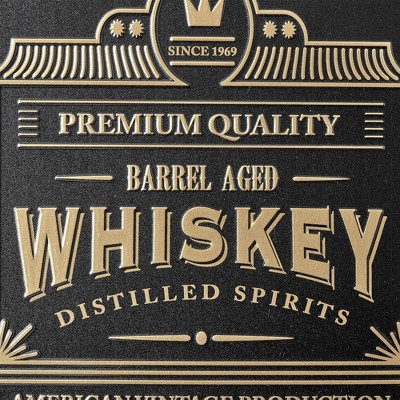Embossed Black and Gold Metal Whiskey Bar Sign 12" x 16"