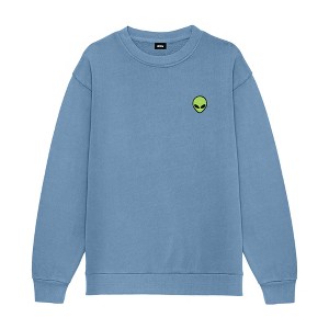 Dalix Alien Embroidery Relaxed Crewneck Sweatshirt Soft Fleece Fit Lounge Mens - 1 of 4