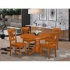 5-Piece Oval Saddle Brown Finish Solid Wood Top Dining table with 4 Chairs with - 2 of 4