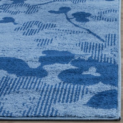 Adirondack Light Blue and Dark Blue Floral Area Rug, 6' x 9'