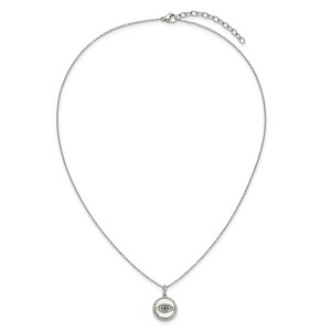 Chisel Stainless Steel Polished with Blue and White Cubic Zirconia Evil Eye Pendant on an 18" Plus a 2" Extension Cable Chain Necklace - 1 of 4