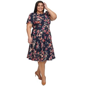 Calvin Klein Womens Printed Floral Fit & Flare Dress - 1 of 1