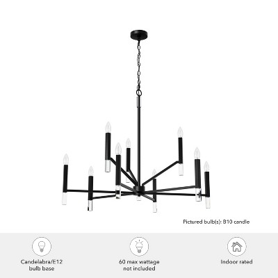 Matte Black 9-Light Modern Candle Chandelier