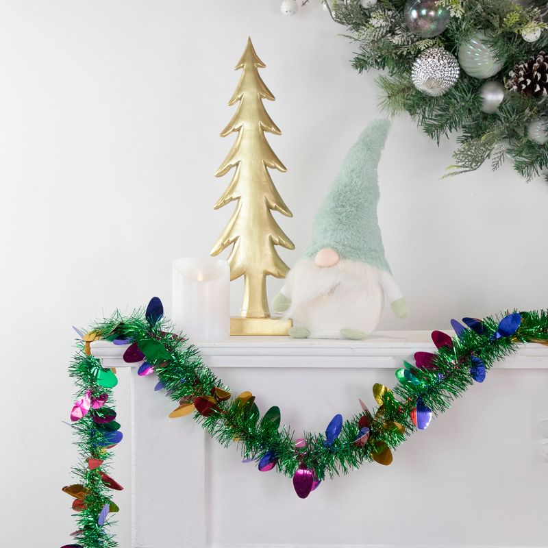 Northlight 50' x 2" Green and Multi-Color Christmas Light Bulb Wrapped Tinsel Garland - Unlit, 2 of 4