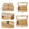 Aoibox Rattan and Cane Stacking Boxes with Glass Top Lid Set of 2 Boho Rustic Farmhouse Decor Storage Organizer - 3 of 4
