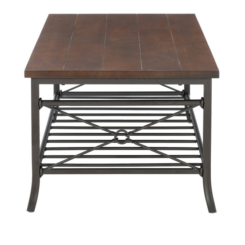 Richie 3pc Coffee and Side Table Set Dark Bronze Finish Metal and Chestnut Vaneer Top - Powell, 5 of 14