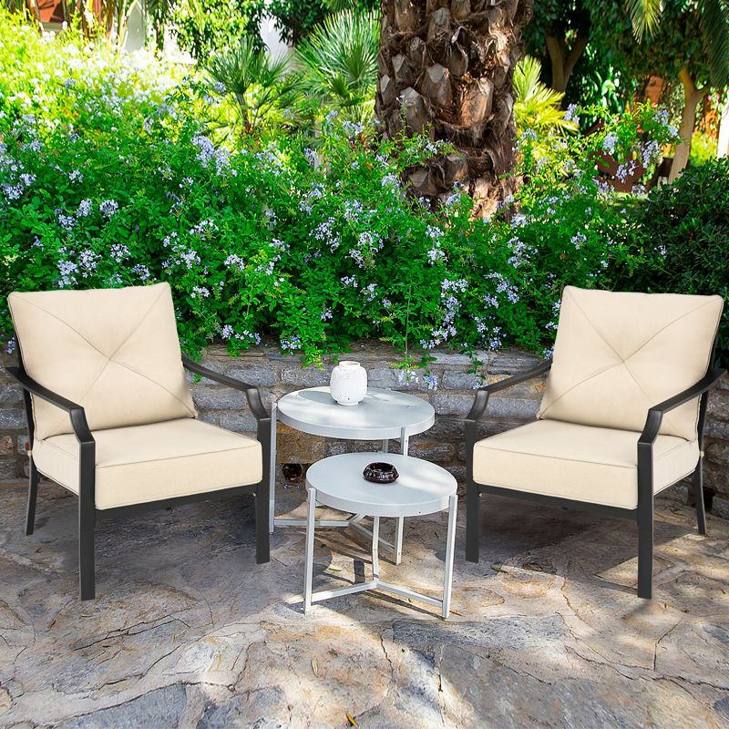 Tangkula Set of 2 Patio Dining Chairs Outdoor Armchairs w/Padded Cushions for Backyard Garden Balcony, 3 of 11