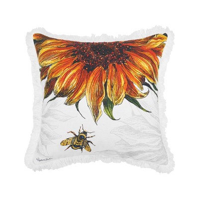 C&F Home 18" x 18" Botanical Sunflower Spring Printed and Embellished Throw Pillow