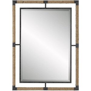 Uttermost Rectangular Vanity Decorative Wall Mirror Modern Beveled Rust Black Natural Rope Forged Iron Frame 28" Wide for Bathroom - 1 of 1