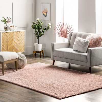 Easy-Care Reversible Pink Shaggy Sheepskin Synthetic Rug 3' x 5'