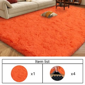 LOVEVOOK Area Rugs for Living Room Bedroom, Non-Slip Fluffy Soft Shag Rug, Carpet for Home Dorm Decor, Comes with 4 Carpet Anti Slip Stickers - 1 of 4