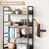 Tall Industrial Bookshelf with Door & 4 Adjustable Open Shelves Rustic Farmhouse Bookcase for Living Room Bedroom Office, Brown - 4 of 4