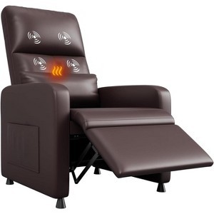 Power Recliner Chair with Massage and Heat, Adjustable Push Back, Wide Armrests, Footrest Padded Seat£¬PU Leather, 2 Side Pockets and USB Port - 1 of 4