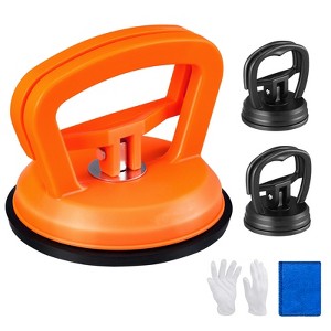 VEVOR Dent Removal Kit, 3 Packs Suction Cups, Dent Puller Handle Lifter with Gloves and Cloth, Paintless Car Dent Puller Remover, Orange - 1 of 4