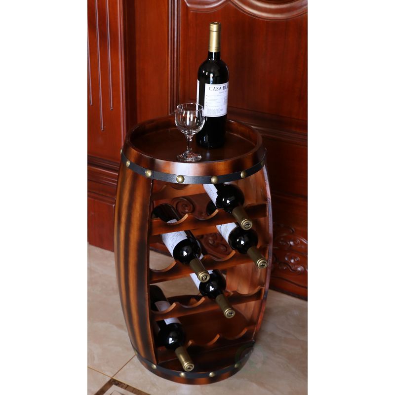 Vintiquewise Wooden Barrel Shaped 14 Bottle Wine Rack, 4 of 10