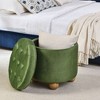 Sapphtopaz Flannel Round Ottoman with Storage, Multi-Functional Ottoman Bench with Reversible Tray Top and Wooden Legs, Ottoman with Storage Space - 3 of 4