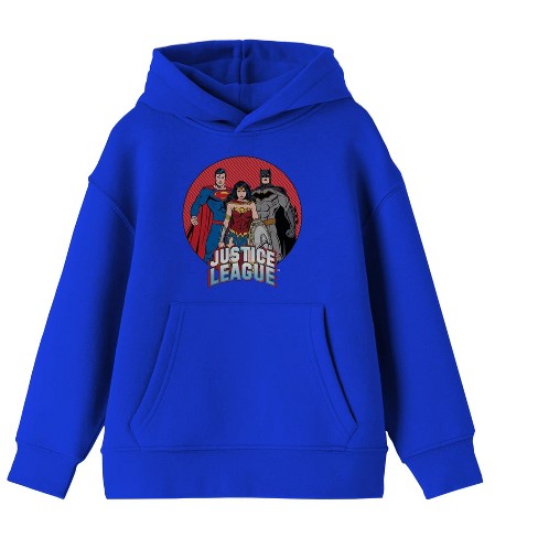 Trinity in Red Circle Justice League Youth Boys Royal Blue Hoodie Small