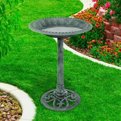 Nature Spring Outdoor Antique Bird Bath - Weather-Resistant Polyresin Basin for Yard and Patio Decor
