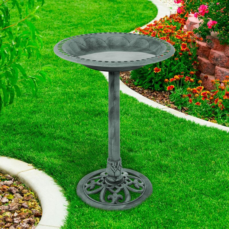 Nature Spring Outdoor Antique Bird Bath - Weather-Resistant Polyresin Basin for Yard and Patio Decor, 1 of 7