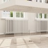 Famapy White Dining Table 78.7(w) x 31.5(w) Tempered Glass Legs - 4 of 4