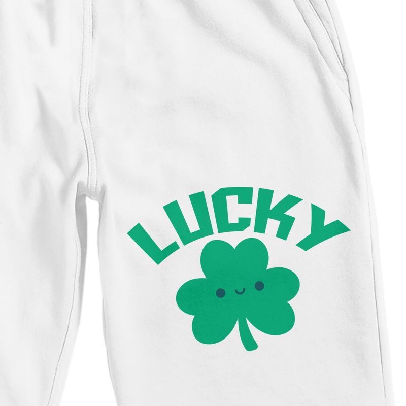 "Lucky" Clover Men's White Lounge Shorts, 2 of 4