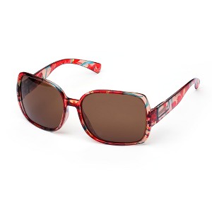 Leafael Polarized Oversized Sunglasses for Women, Red Floral Square Frame, UV400 Protection Shades, Trendy Retro Designer Style - 1 of 4