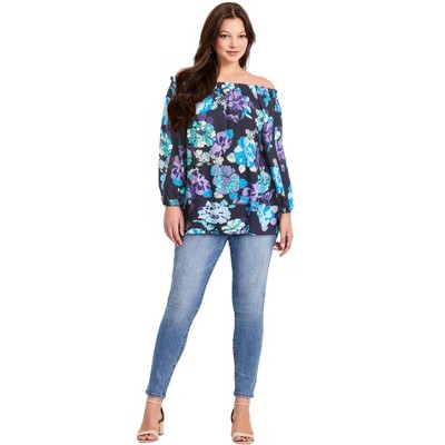 Avenue Women's Plus Size Convertible Peasant Top