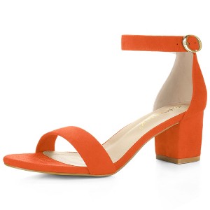 Allegra K Women's Open Toe Block Heel Adjustable Buckled Ankle Strap Sandals - 1 of 4
