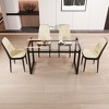 NicBex 51" Dining Table Set for 4 Modern Rectangular Tempered Glass Table with 4 PU Chairs for Dining Room, Black - 2 of 4