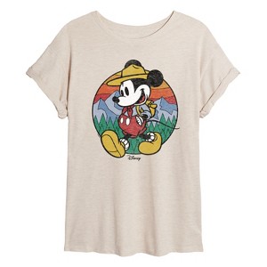 Women's - Disney - Mickey Round Hiking Oversized Graphic T-Shirt - 1 of 4