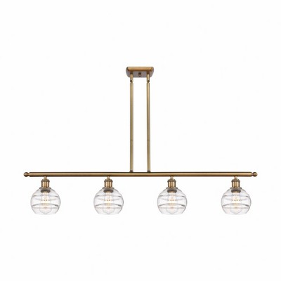 Rochester - 4 Light Stem Hung Island In Industrial Style-8.38 Inches Tall and 48 Inches Wide