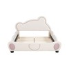 Okak Full Velvet Platform Bed Frame with Upholstered Bear-Shaped Headboard, Bed-End Storage Pocket for Kids Noise-Free Easy Assembly, Beige - 3 of 4