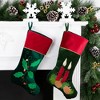 Northlight 20" Dark Green and Burgundy Candle and Pine Cone Velveteen Christmas Stocking - 2 of 4