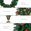 DOMETOUR Holiday Christmas 4-Piece Set, Garland Wreath and Set of 2 Entrance Trees with Warm White LED Lights, Red Berries, Pine Cones, Green - 3 of 4