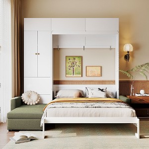 Queen Size Murphy Bed with Sofa and Shelves for Bedroom or Apartment - 1 of 4