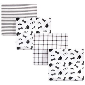 Little Treasure Baby Boy Cotton Flannel Receiving Blankets, Gentleman 4-Pack, One Size - 1 of 1