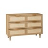 Modern Rattan Dresser With 6 Drawers Wooden Storage Chest Dresser Closet Organizers,abstract,black,43.31in,3.61ft - 2 of 4