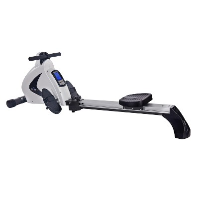 Stamina Products Avari 12 Programmable Cardio Exercise Monitor Magnetic Rower Machine with LCD Display and Heart Rate Tracker, White