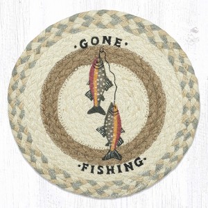 Earth Rugs Gone Fishing Trivet – Hand-Stenciled Cabin Hot Pad by Suzanne Pienta - 1 of 3
